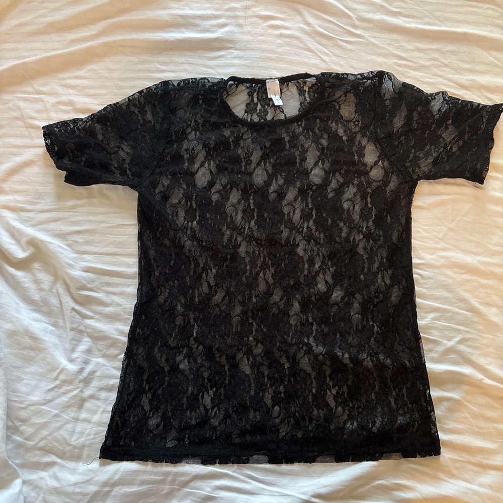 Black Lace Top Short Sleeve